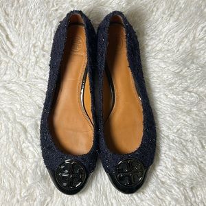 Tory Burch Mini Tweed Ballet Flat Navy